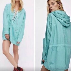 Free People Sky Hooded Parachute Parka Jacket Sky Blue Small NWT $168 MSRP